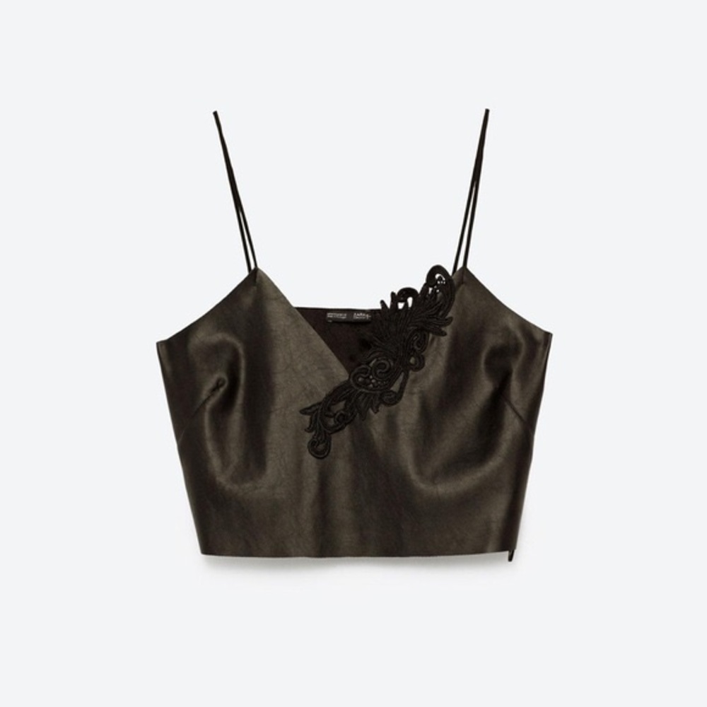 NWOT zara leather cropped top